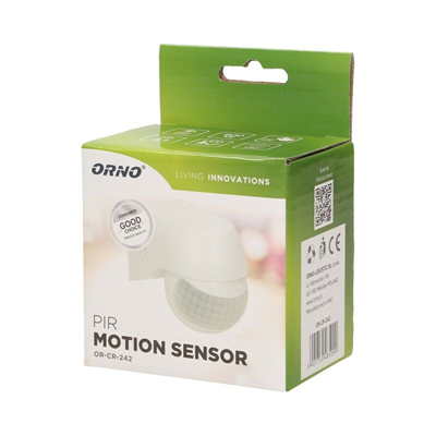 Sensor de movimiento de 180 grados IP44, 800W, mini, blanco