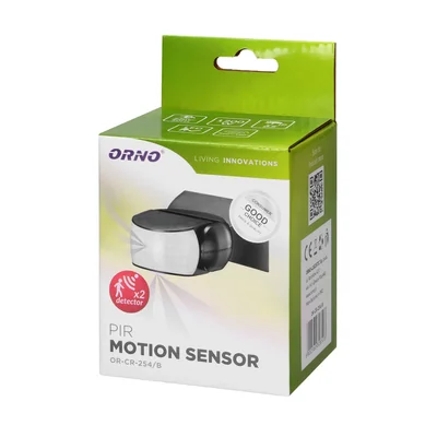 Sensor de movimiento de 360/180 grados, 2 sensores, IP65, 1200 W, negro