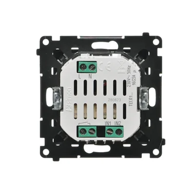 Sensor de movimiento Simon 55 WMDR-001R10-149 con relé de 16 A, 230 V~ (módulo). Características: Modos AUTON, ON, OFF, SIMULATION. Persianas PCR/... incluidas; Negro mate