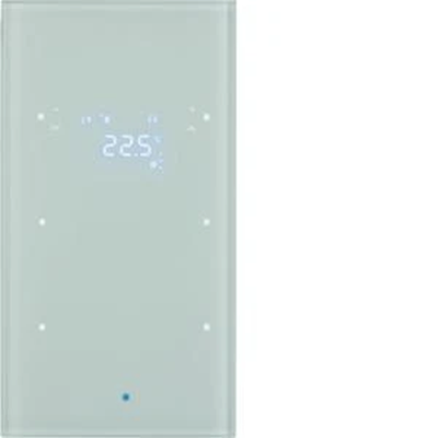 Sensor táctil de cristal TS KNX de 2 vías con regulador de temperatura, blanco