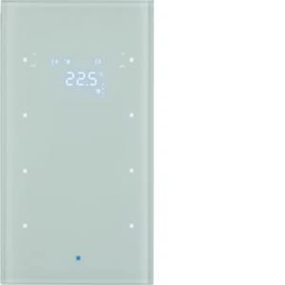 Sensor táctil de cristal TS KNX de 3 vías con regulador de temperatura, blanco