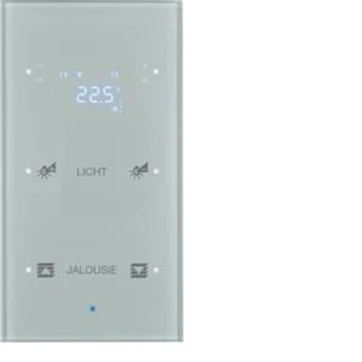 Sensor TS KNX de 2 vías con controlador de temperatura configurable, vidrio de aluminio