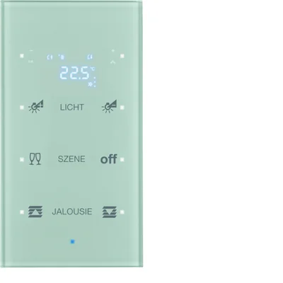 Sensor TS KNX de 3 vías con controlador de temperatura configurable, vidrio de aluminio