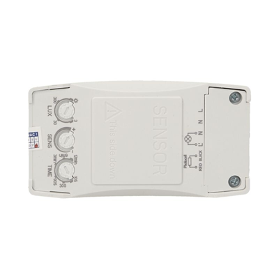 Sensore di movimento a microonde con sensore crepuscolare esterno, 5,8GHz, 360 gradi, IP20, 1200W bianco