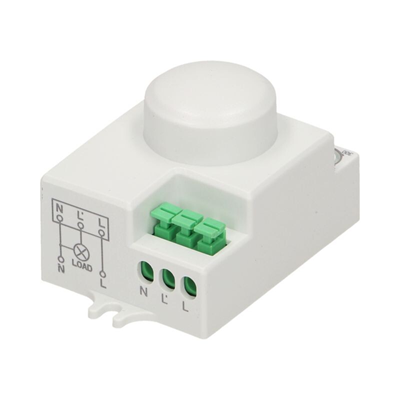 Sensore di movimento a microonde, mini, 5,8GHz, IP20, 800W bianco