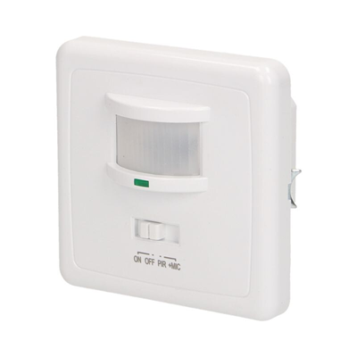 Sensore di movimento e suono, da incasso, 500 W, 140 gradi, IP20, bianco