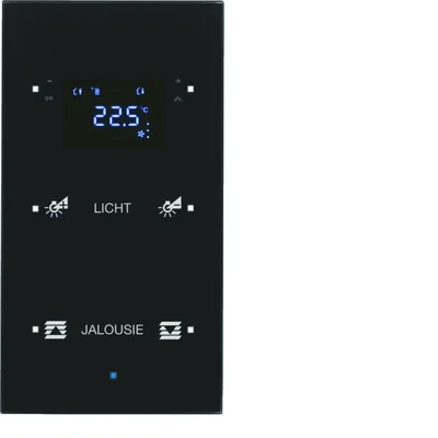 Sensore TS KNX a 2 vie con regolatore di temperatura, configurabile, vetro nero