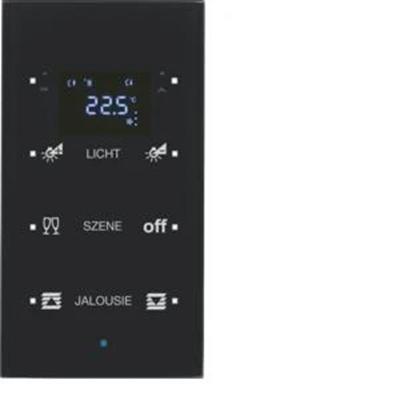 Sensore TS KNX a 3 vie con regolatore di temperatura, configurabile, vetro nero