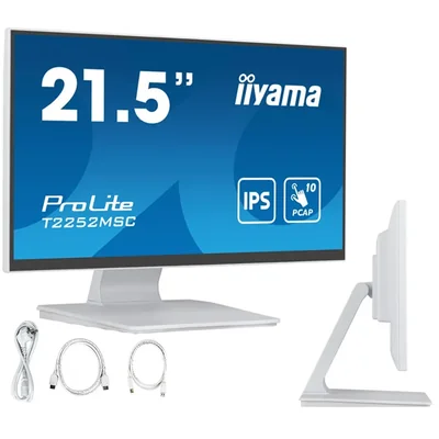 Сенсорний монітор Iiyama ProLite T2252MSC-W2 22 дюйми, FULL HD, LED IPS /HDMI, DP / динаміки, білий