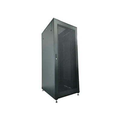 Server cabinet 42U 19 600x1000, glass front door, perforated steel rear door, lock, 4 supporting beams, 4 adjustable feet, for self-assembly, black Q-LANTEC