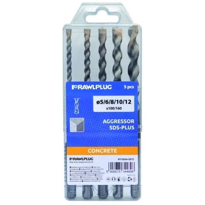 SET 5PZ FRESE 5,6,8,10,12X100X160 AGGRESSOR SDS PLUS