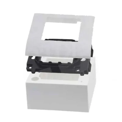 Set a 2 moduli per montaggio a superficie (telaio + supporto + scatola per montaggio a superficie)