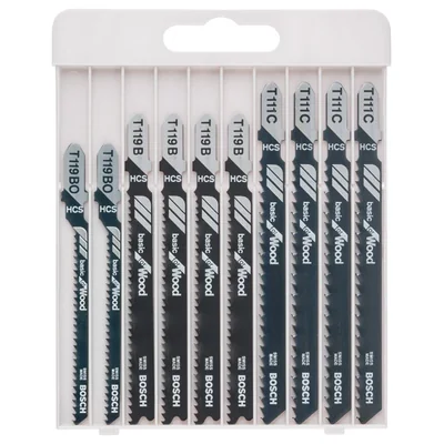 Set base di 10 lame per seghetto alternativo per legno: T 119 BO (2x); T 119 B (4x); T 111 C (4x)