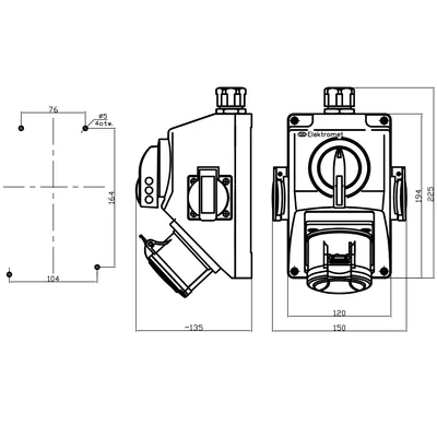 Set C32-48.2 Change of rotation direction L-0-P Socket 3P+Z, 2 x 2P+Z IP-54