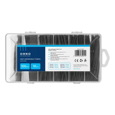 Set di tubi termoretraibili ignifughi, 100 pezzi. Neri.