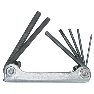 Set of hex keys in a 7-piece clip .