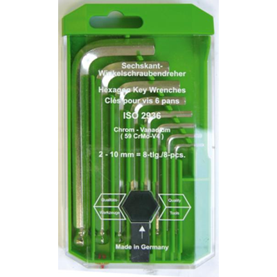 Set of hexagonal ball head hex keys. 8-piece