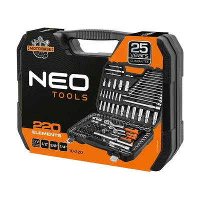 Set of socket wrenches 1/2, 3/8, 1/4, 220 pcs, satin