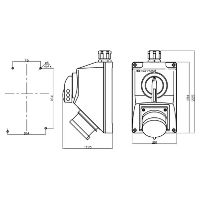 Set with/without C32-48N Change of rotation direction L-0-P Plug 3P+N+Z IP-44