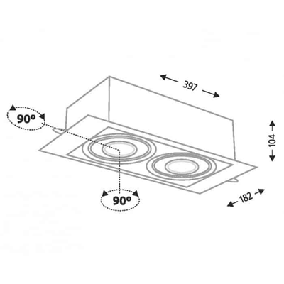 Shilo oprawa sufitowa LED Muko IL 2x(10W 1000lm) 3000K czarna wpuszczana 3361
