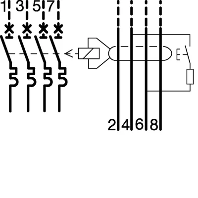 Short Delay Residual Current Block for MCB HMxxxx 3P+N 125A/0.3-1A Type A-HI