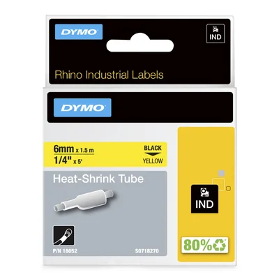 Shrink tape, yellow 6mm x 1.5m