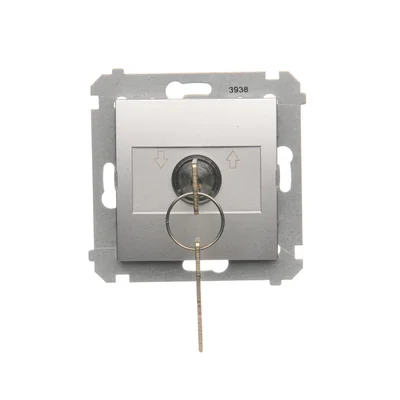 Shutter key switch momentary button (module) 3 pos. "I-0-II" 2 contacts N/O 5A 230V silver (metallic)