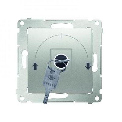 Shutter key switch momentary button (module) 3 pos. "I-0-II" 2 contacts N/O 5A 230V silver (metallic)