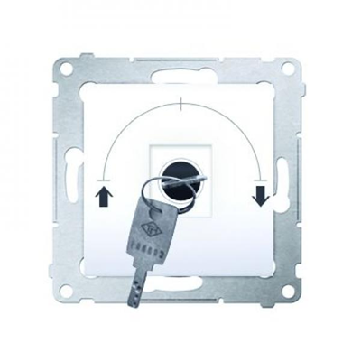 Shutter key switch momentary button (module) 3 pos. "I-0-II" 2 contacts N/O 5A 230V white