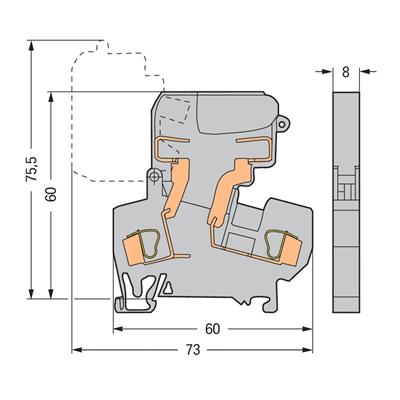 Sicherungsklemme 4mm² grau 5x20mm