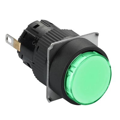 Signal lamp green LED 24V round plastic