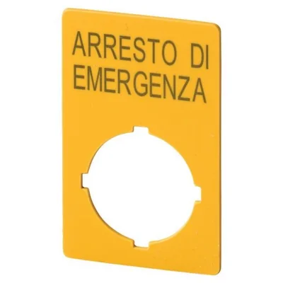 Signboard for safety buttons "Arresto di emergenza"