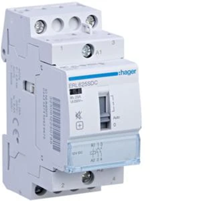 Silent contactor with manual control 12V DC 2NO 25A