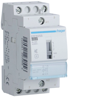 Silent contactor with manual control 24VAC 2NO 25A