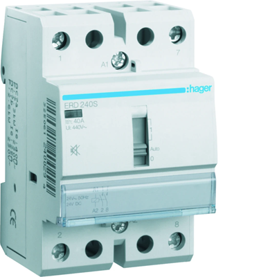 Silent contactor with manual control 24VAC/DC 2NO 40A