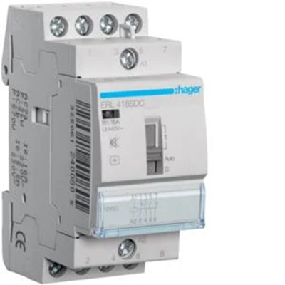 Silent installation relay with the possibility of manual control. 12VDC 2NO+2NC 16A