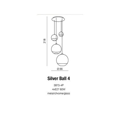 SILVER BALL 4 Chrom-Pendelleuchte