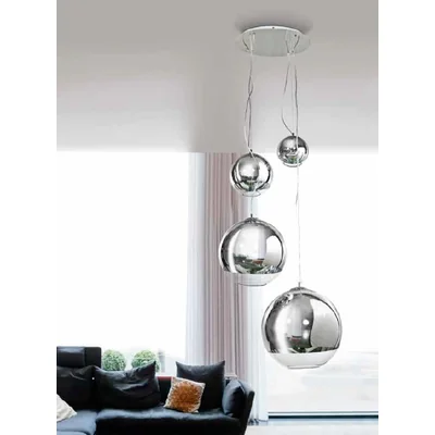 SILVER BALL 4 Chrome pendant lamp