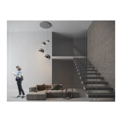 SILVER BALL 4 Chrome pendant lamp