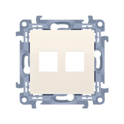 SIMON 10 Abdeckung für Datenkommunikationsbuchsen auf Keystone Flat Double (Modul) creme