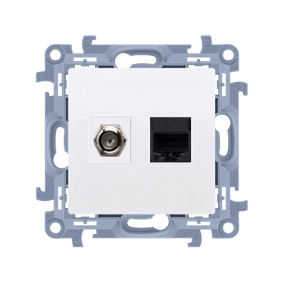 SIMON 10 Antenna socket type "F" + computer RJ45 cat.5e white