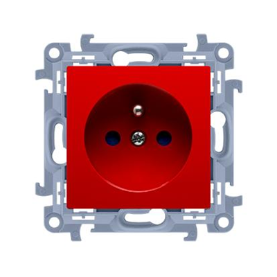 SIMON 10 Base de enchufe simple con puesta a tierra y persianas de paso de corriente (módulo) 16A 230V rojo