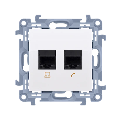SIMON 10 Computer socket RJ45 category 6 + telephone RJ11 white