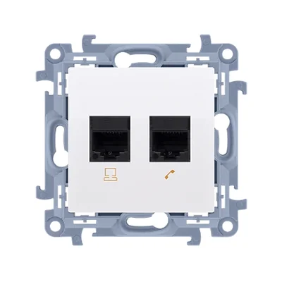 SIMON 10 Computersteckdose RJ45 Kategorie 6 + Telefon RJ11 weiß