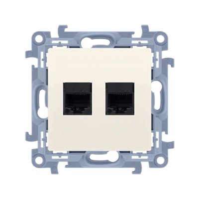 SIMON 10 Doppel-Computersteckdose RJ45 Kategorie 5e Creme
