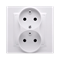 SIMON 10 Double socket outlet with earthing and phase invariance function with shutters for current paths white 16A