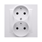 SIMON 10 Double socket outlet with earthing and phase invariance function with shutters for current paths white 16A