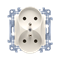 SIMON 10 Double socket outlet with earthing and shutters for current paths (module) 16A 230V cream