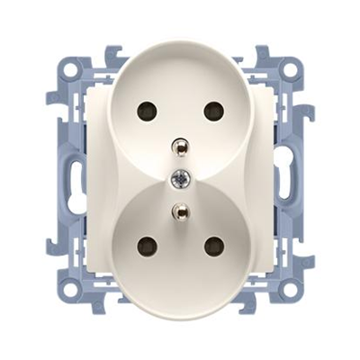 SIMON 10 Double socket outlet with earthing and shutters for current paths (module) 16A 230V cream