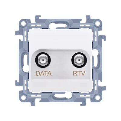SIMON 10 Gniazdo antenowe końcowe RTV-DATA (moduł) 1x wejście 5÷1000 MHz, Wyjście 2x „F” (DATA: 5÷1000 MHz) (RTV: 88÷1000 MHz), białe